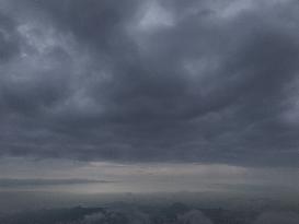 Clouds Hover Over The Mountains During The Monsoon Rain Season In Ajmer