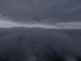 Clouds Hover Over The Mountains During The Monsoon Rain Season In Ajmer