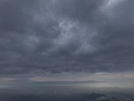 Clouds Hover Over The Mountains During The Monsoon Rain Season In Ajmer