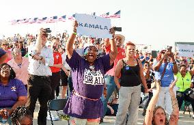 Kamala Harris Tim Walz US Presidential Campaign Rally in Michigan