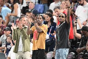 Paris 2024 - Basketball - Travis Scott And Quavo At USA v Serbia