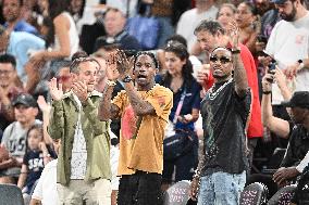 Paris 2024 - Basketball - Travis Scott And Quavo At USA v Serbia