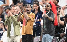 Paris 2024 - Basketball - Travis Scott And Quavo At USA v Serbia