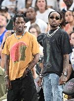 Paris 2024 - Basketball - Travis Scott And Quavo At USA v Serbia