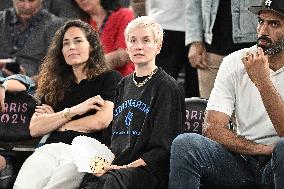 Paris 2024 - Basketball - Sue Bird And Megane Rapinoe At USA v Serbia