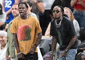 Paris 2024 - Basketball - Travis Scott And Quavo At USA v Serbia