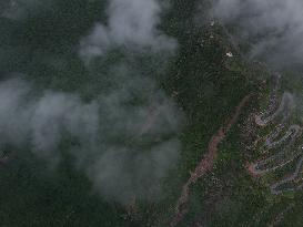 Clouds Hover Over The Mountains During The Monsoon Rain Season In Ajmer, India On 09 August 2024.