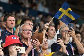 Paris 2024 - King Carl XVI Gustaf At Table Tennis Event