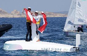 Paris 2024 - Sailing - Lara Vadlau and Lukas Maehr Win Gold