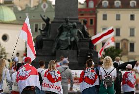 Day Of Solidarity With Belarus Rally In Krakow