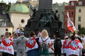 Day Of Solidarity With Belarus Rally In Krakow