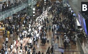 Tokyo airport during summer holiday season