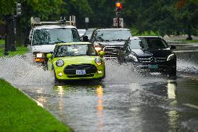 Flooding In Washington DC And Tropical Depression Debby Passes The City.