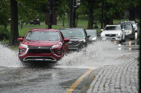 Flooding In Washington DC And Tropical Depression Debby Passes The City.