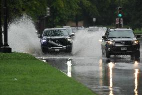 Flooding In Washington DC And Tropical Depression Debby Passes The City.