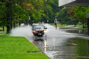 Flooding In Washington DC And Tropical Depression Debby Passes The City.