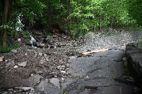 Damage Caused By Rainstorms And Debby At Palisades Interstate Park