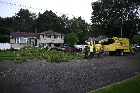 Large Tree Uprooted And Causes Major Damage To Home In Paramus New Jersey During Severe Weather