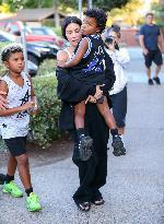 Kim Kardashian At Her Son's Basketball Match - LA