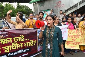 Protests Against Attacks On Hindu Community In Bangladesh.