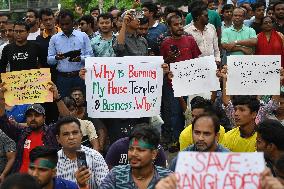 Protests Against Attacks On Hindu Community In Bangladesh.