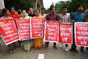 Protests Against Attacks On Hindu Community In Bangladesh.