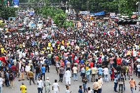 Protests Against Attacks On Hindu Community In Bangladesh.