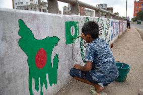 Students Paint Graffiti In Dhaka