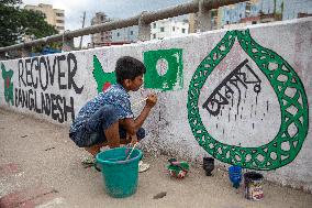 Students Paint Graffiti In Dhaka