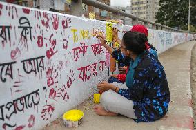 Students Paint Graffiti In Dhaka