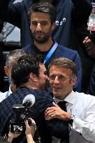 Paris 2024 - Emmanuel And Brigitte Macron At France v USA Basketball Final