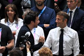 Paris 2024 - Emmanuel And Brigitte Macron At France v USA Basketball Final