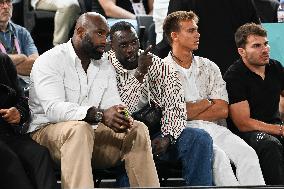 Paris 2024 - Teddy Riner and Omar Sy At Basketball Final