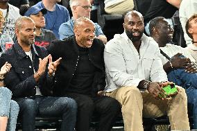 Paris 2024 - Teddy Riner and Omar Sy At Basketball Final