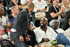 Paris 2024 - Teddy Riner and Omar Sy At Basketball Final