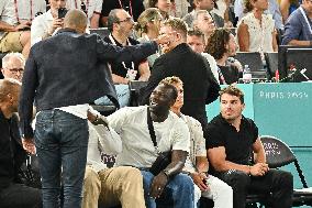 Paris 2024 - Teddy Riner and Omar Sy At Basketball Final