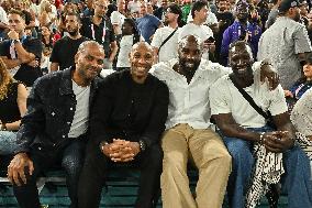 Paris 2024 - Teddy Riner and Omar Sy At Basketball Final