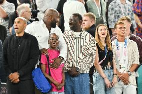 Paris 2024 - Teddy Riner and Omar Sy At Basketball Final