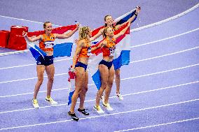 Paris 2024 - Athletics - Dutch Team Wins Silver In Women's 4x400m Relay