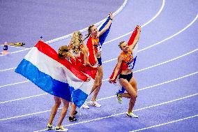 Paris 2024 - Athletics - Dutch Team Wins Silver In Women's 4x400m Relay