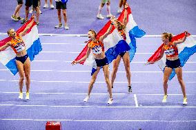 Paris 2024 - Athletics - Dutch Team Wins Silver In Women's 4x400m Relay