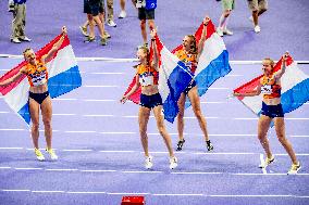 Paris 2024 - Athletics - Dutch Team Wins Silver In Women's 4x400m Relay