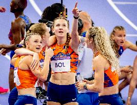 Paris 2024 - Athletics - Dutch Team Wins Silver In Women's 4x400m Relay