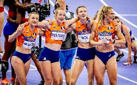 Paris 2024 - Athletics - Dutch Team Wins Silver In Women's 4x400m Relay