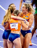 Paris 2024 - Athletics - Dutch Team Wins Silver In Women's 4x400m Relay