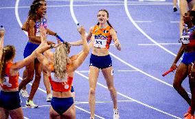 Paris 2024 - Athletics - Dutch Team Wins Silver In Women's 4x400m Relay