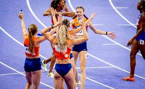 Paris 2024 - Athletics - Dutch Team Wins Silver In Women's 4x400m Relay