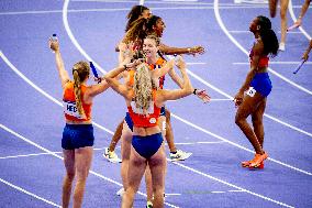 Paris 2024 - Athletics - Dutch Team Wins Silver In Women's 4x400m Relay