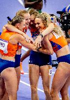 Paris 2024 - Athletics - Dutch Team Wins Silver In Women's 4x400m Relay