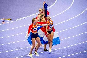 Paris 2024 - Athletics - Dutch Team Wins Silver In Women's 4x400m Relay